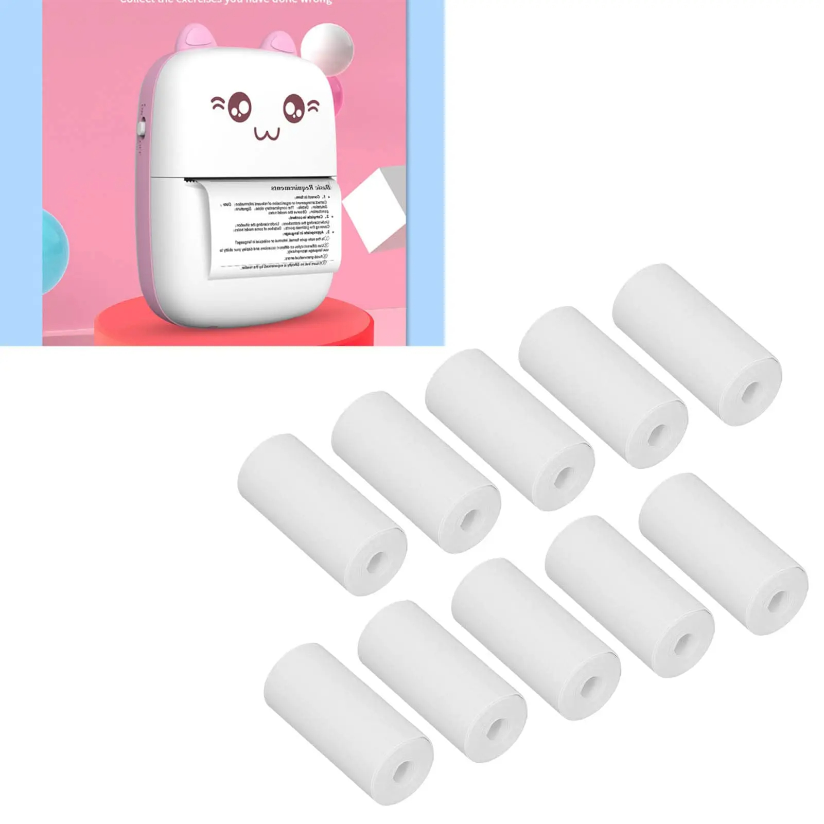Mini Pocket Thermal Printer Paper Roll - 10 buah kertas Printer Mini, 57x25mm