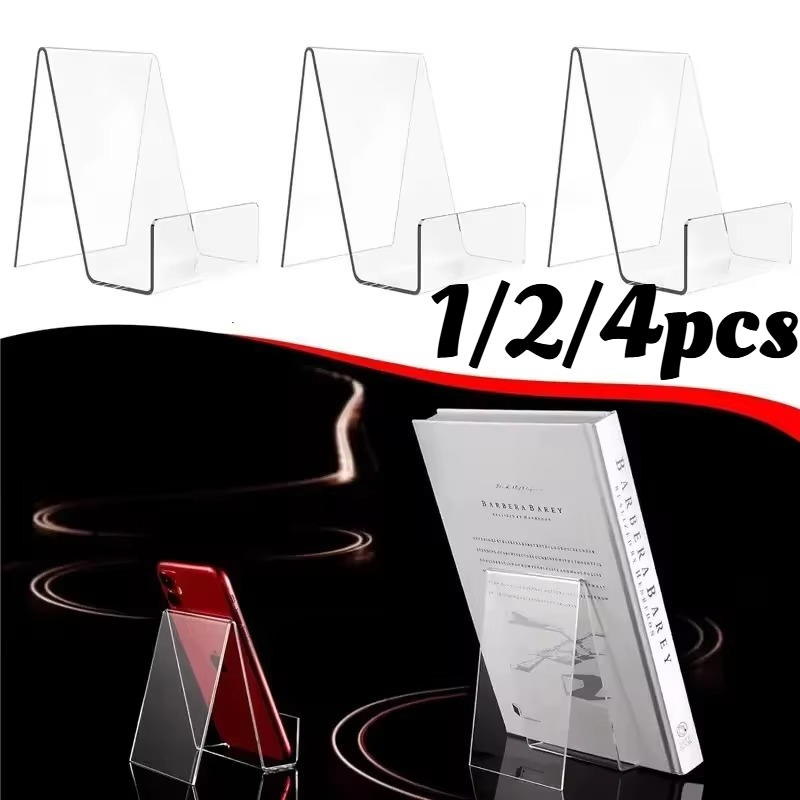 Clear Acrylic Book Stand Holder - 1/2/4 buah Penyangga Buku Akrilik Transparan