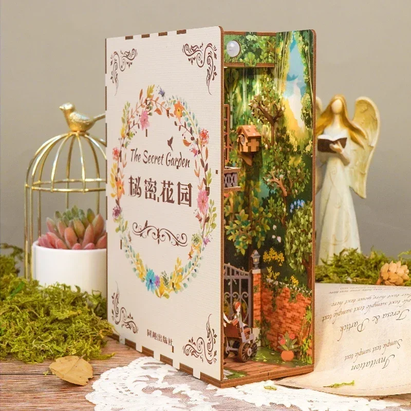 Diy Wooden Book Nook Kit Shelf Insert - Kit Rak Buku Miniatur DIY dari