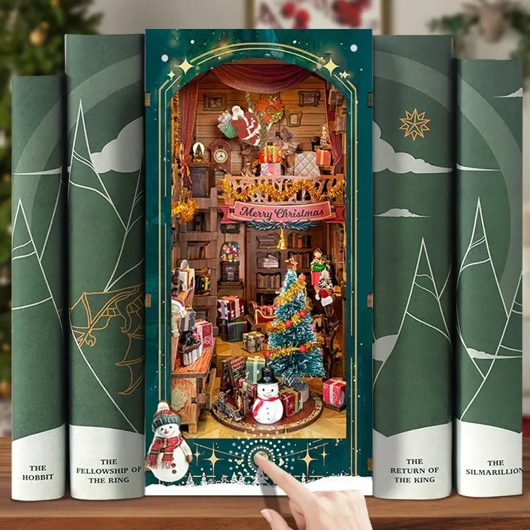 Selamat Natal DIY Rak Buku Min - Diy Wooden Book Nook Kit Shelf Insert ulasan dan harga