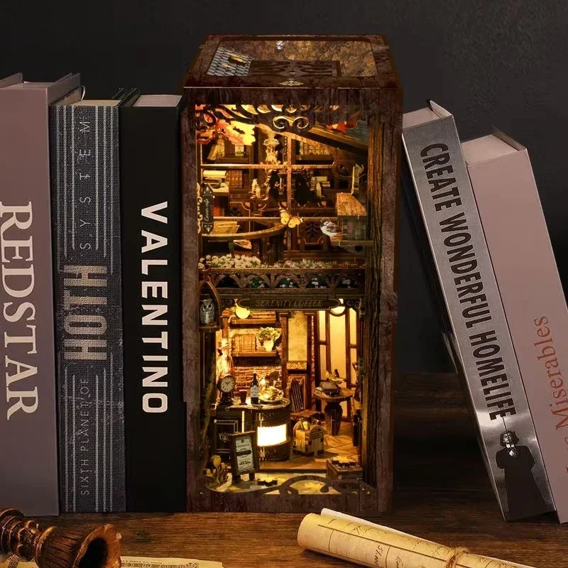Rak Buku Serenity Coffee House - Diy Wooden Book Nook Kit Shelf Insert ulasan dan harga