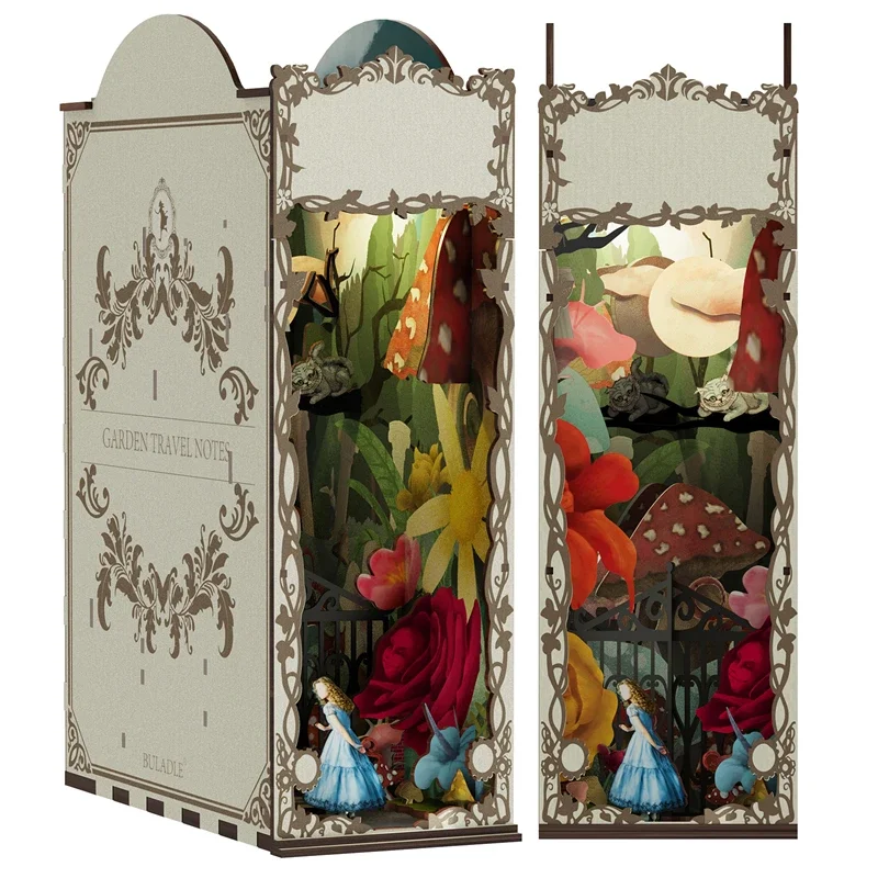 Taman Travelogue Bookends Rak  - Diy Wooden Book Nook Kit Shelf Insert ulasan dan harga